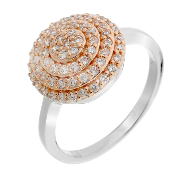 orphelia Orphelia® Women's Sterling Silver Ring - Silver/Rose ZR-7120