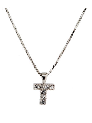 Orphelia® Women's Sterling Silver Chain with Pendant - Silver ALPHABET/T