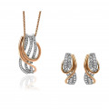 Orphelia® 'Elsia ' Women's Sterling Silver Set: Chain-Pendant + Earrings - Silver/Rose SET-7027