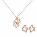 Orphelia® 'Malenia' Women's Sterling Silver Set: Chain-Pendant + Earrings - Rose SET-7077/1