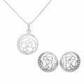 Orphelia® 'Blair' Women's Sterling Silver Set: Chain-Pendant + Earrings - Silver SET-7089