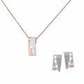 Orphelia® 'Lova' Women's Sterling Silver Set: Chain-Pendant + Earrings - Silver/Rose SET-7093