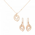 'Celine' Women's Sterling Silver Set: Chain-Pendant + Earrings - Rose SET-7114/RG