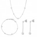 Silver Set: Chain + Bracelet + Earrings SET-7380 #1
