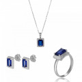 Orphelia® 'Enora' Women's Sterling Silver Set: Necklace + Earrings + Ring - Silver SET-7425/SA