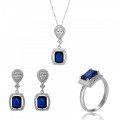 Orphelia® 'Enora' Women's Sterling Silver Set: Necklace + Earrings + Ring - Silver SET-7426/SA