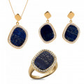 Orphelia® 'Amara' Women's Sterling Silver Set: Necklace + Earrings + Ring - Gold SET-7468