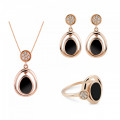 'Alda' Women's Sterling Silver Set: Necklace + Earrings + Ring - Rose SET-7470