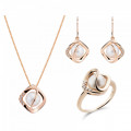 Orphelia® 'Aina' Women's Sterling Silver Set: Necklace + Earrings + Ring - Rose SET-7471/RG