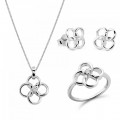 Orphelia® 'Aida' Women's Sterling Silver Set: Necklace + Earrings + Ring - Silver SET-7472