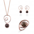 'Eugenia' Women's Sterling Silver Set: Necklace + Earrings + Ring - Rose SET-7495