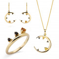 'Eline' Women's Sterling Silver Set: Necklace + Earrings + Ring - Gold SET-7497/G