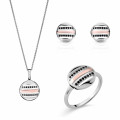 Orphelia® 'Maxwell' Women's Sterling Silver Set: Necklace + Earrings + Ring - Silver/Rose SET-7501