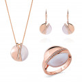 'Moragene' Women's Sterling Silver Set: Necklace + Earrings + Ring - Rose SET-7506/RG