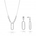 'Essence' Women's Sterling Silver Set: Necklace + Earrings - Silver SET-7560
