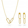 'Rose' Women's Sterling Silver Set: Necklace + Earrings - Gold SET-7561/G