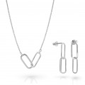 'Rose' Women's Sterling Silver Set: Necklace + Earrings - Silver SET-7561