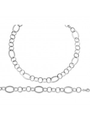 Women's Sterling Silver Set: Chain + Bracelet - Silver SET-015