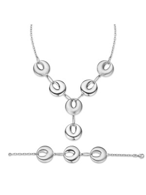 Orphelia® Women's Sterling Silver Set: Chain + Bracelet - Silver SET-018