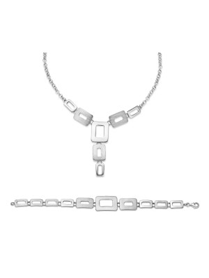 Orphelia® Women's Sterling Silver Set: Chain + Bracelet - Silver SET-023