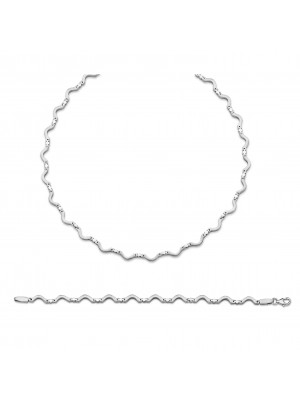 Orphelia® Women's Sterling Silver Set: Chain + Bracelet - Silver SET-038
