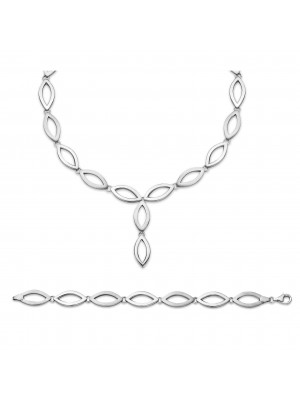 Orphelia® Women's Sterling Silver Set: Chain + Bracelet - Silver SET-039