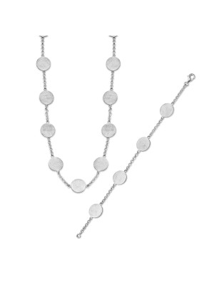 Orphelia® Women's Sterling Silver Set: Chain + Bracelet - Silver SET-045