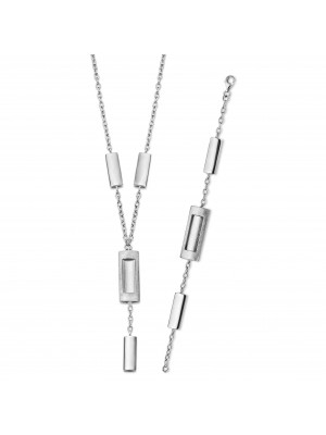 Orphelia® Women's Sterling Silver Set: Chain + Bracelet - Silver SET-046