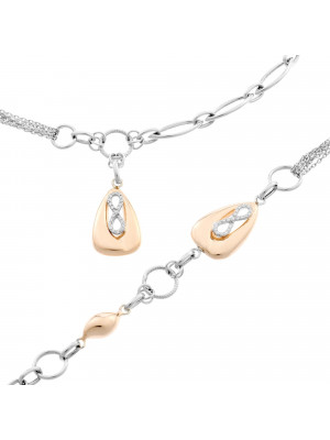 Women's Sterling Silver Set: Chain + Bracelet - Silver/Rose SET-048