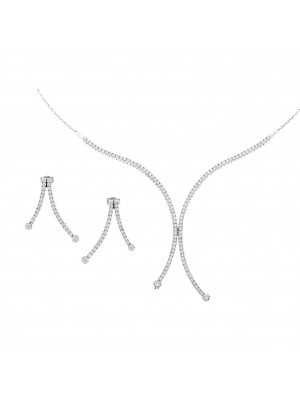 Orphelia® Women's Sterling Silver Set: Necklace + Earrings - Silver SET-066