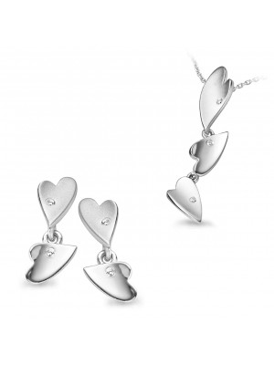 Orphelia® Women's Sterling Silver Set: Chain-Pendant + Earrings - Silver SET-5011