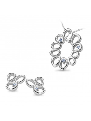 Orphelia® Women's Sterling Silver Set: Chain-Pendant + Earrings - Silver SET-5018
