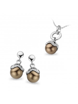 Orphelia® Women's Sterling Silver Set: Chain-Pendant + Earrings - Silver SET-5028