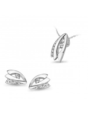 Orphelia® Women's Sterling Silver Set: Chain-Pendant + Earrings - Silver SET-5040