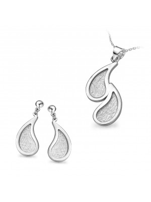 Women's Sterling Silver Set: Chain-Pendant + Earrings - Silver SET-5060