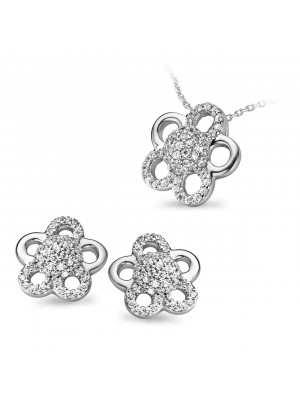 Orphelia® Women's Sterling Silver Set: Chain-Pendant + Earrings - Silver SET-5096