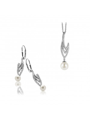 Orphelia® Women's Sterling Silver Set: Chain-Pendant + Earrings - Silver SET-5173