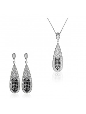Women's Sterling Silver Set: Chain-Pendant + Earrings - Silver SET-5176
