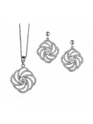 Orphelia® Women's Sterling Silver Set: Chain-Pendant + Earrings - Silver SET-5178