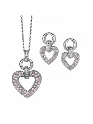 Women's Sterling Silver Set: Chain-Pendant + Earrings - Silver SET-5212