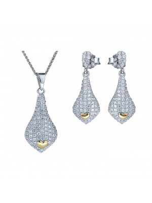 Orphelia® Women's Sterling Silver Set: Chain-Pendant + Earrings - Silver SET-5220