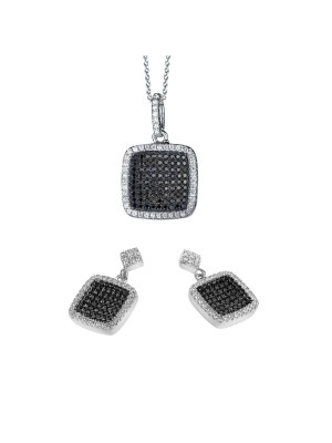 Orphelia® Women's Sterling Silver Set: Chain-Pendant + Earrings - Silver SET-5231