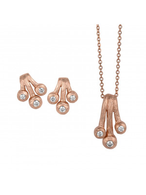 Orphelia® Women's Sterling Silver Set: Chain-Pendant + Earrings - Rose SET-5233/1