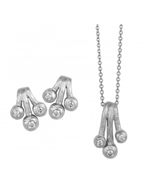 Women's Sterling Silver Set: Chain-Pendant + Earrings - Silver SET-5233