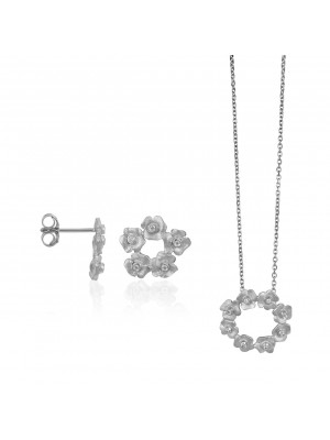 Orphelia® Women's Sterling Silver Set: Chain-Pendant + Earrings - Silver SET-5245