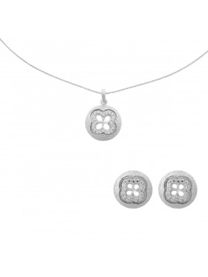 Orphelia® Women's Sterling Silver Set: Chain-Pendant + Earrings - Silver SET-5256