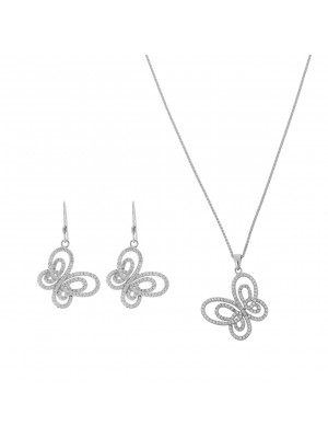 Orphelia® Women's Sterling Silver Set: Chain-Pendant + Earrings - Silver SET-5264