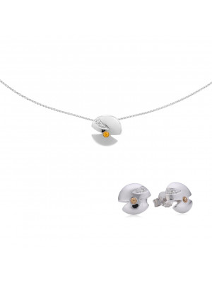 Women's Sterling Silver Set: Necklace + Earrings - Silver SET-5661