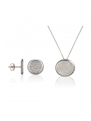 Orphelia® Women's Sterling Silver Set: Chain-Pendant + Earrings - Silver SET-5924
