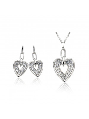 Orphelia® Women's Sterling Silver Set: Chain-Pendant + Earrings - Silver SET-5959
